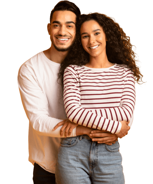 Man and daughter getting home mortgage.
