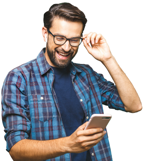 Man looking at mobile device