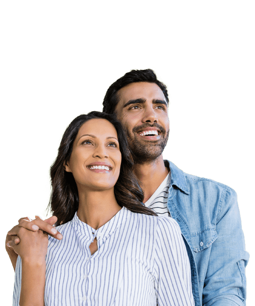 Man and daughter getting home mortgage.