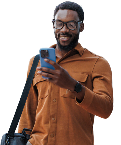 man using mobile banking payment features.