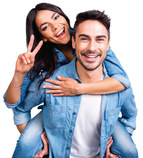 Man and daughter getting home mortgage.
