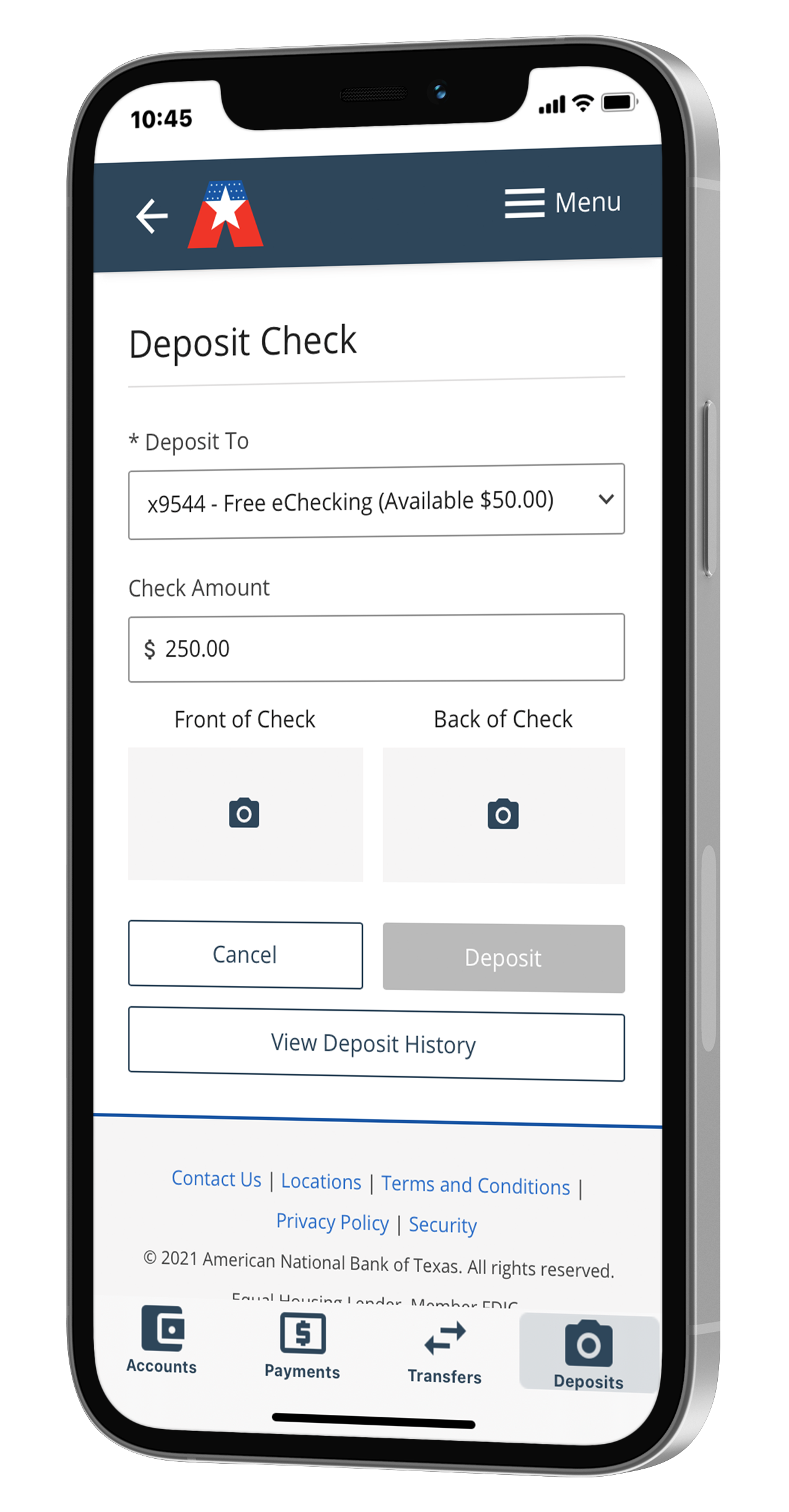 mobile deposit on smartphone