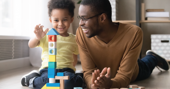 a child playing with blocks