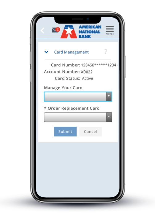 reporting your lost or stolen card on the anbtx app